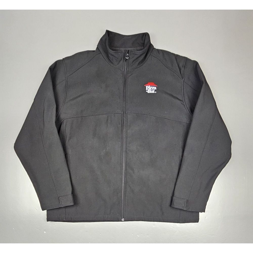 Pizza Hut Employee Jacket Adult Large. Black Full-Zip Soft Shell IQ Apparel.